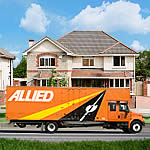 Allied moving truck parked outside a home