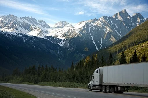 Moving truck in mountains