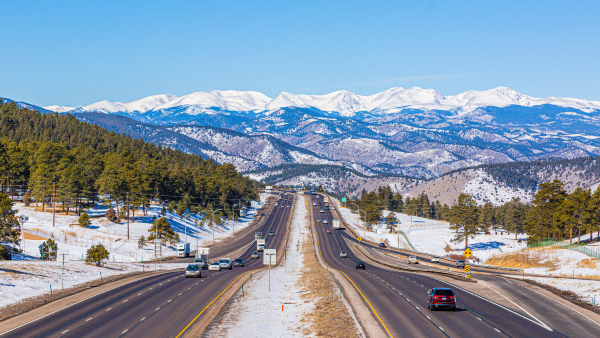 Winter highway in the mountains Winter highway in the mountains