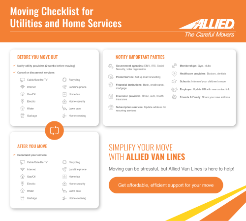 Moving checklist for utilities