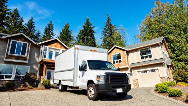 Moving truck outside home Moving truck outside home