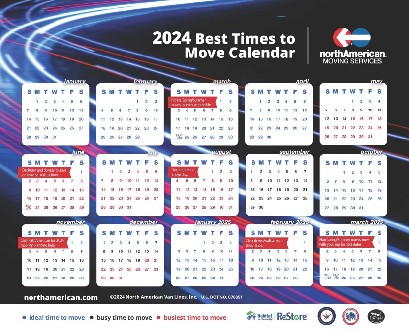 2024 Best Times to Move Calendar