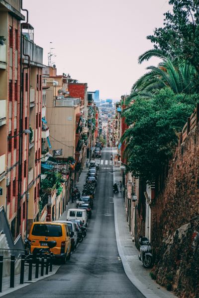 Road Between Buildings in Barcelona