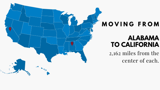 Moving from Alabama to California