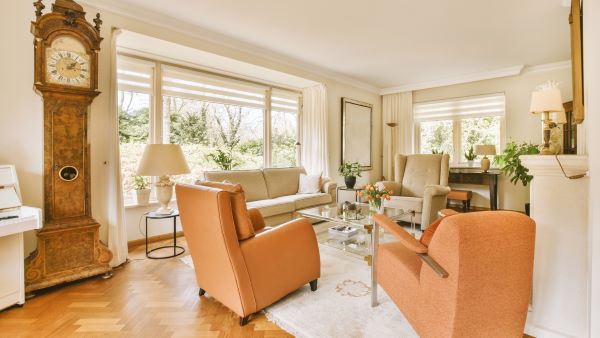 Living room with a grandfather clock