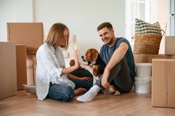 Couple with their dog