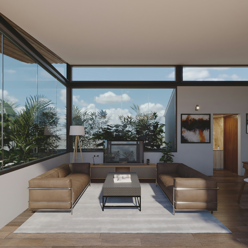 Living room with 2 couches